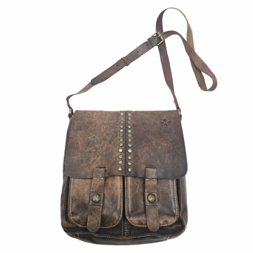 Patricia Nash Armeno Messenger Bag Brown Leather Crossbody